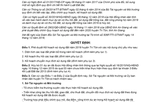 Quyết định 3226/QĐ-UBND 2018 Kế hoạch sử dụng đất huyện Tri Tôn An Giang 2019