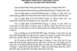 Nghị quyết 181/2018/NQ-HĐND mức chi bồi dưỡng cán bộ công chức viên chức tỉnh Kiên Giang
