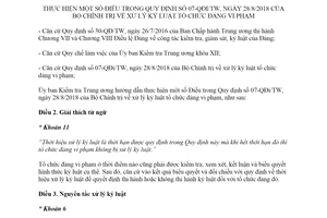 Hướng dẫn 06-HD/UBKTTW 2018 thực hiện một số Điều trong Quy định 07-QĐi/TW