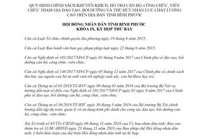 Nghị quyết 17/2018/NQ-HĐND khuyến khích hỗ trợ cán bộ công chức viên chức Bình Phước