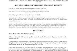 Nghị quyết 37/2018/NQ-HĐND mức chi đào tạo bồi dưỡng cán bộ công chức viên chức Kon Tum