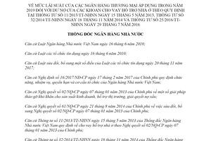 Quyết định 2570/QĐ-NHNN 2018 mức lãi suất của ngân hàng thương mại áp dụng trong năm 2019