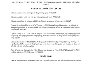 Quyết định 05/2019/QĐ-UBND Quy chế quản lý vật liệu nổ công nghiệp Gia Lai