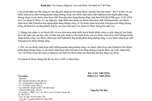 Công văn 885/QLD-ĐK 2019 nhập khẩu đơn hàng các thuốc chứa hoạt chất Sulfaguanidin