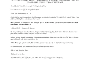 Decree 169/2018/ND-CP amendments Decree 36/2016/ND-CP on medical device management