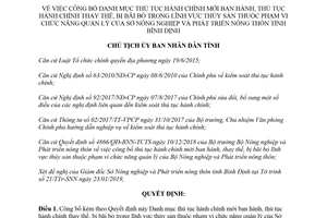 Quyết định 393/QĐ-UBND 2019 công bố thủ tục hành chính thủy sản Sở Nông nghiệp Bình Định