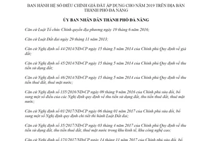 Quyết định 08/2019/QĐ-UBND ban hành hệ số điều chỉnh giá đất Đà Nẵng 2019