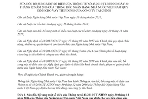 Thông tư 18/2019/TT-NHNN sửa đổi Thông tư 43/2016/TT-NHNN cho vay tiêu dùng