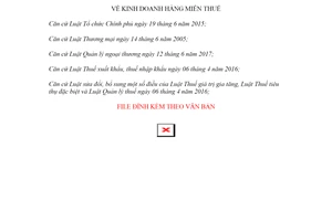 Nghị định 100/2020/NĐ-CP kinh doanh hàng miễn thuế