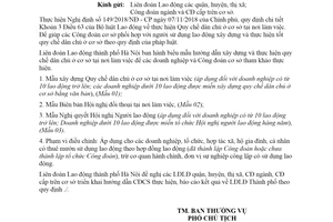 Công văn 114/LĐLĐ 2019 biểu mẫu thực hiện Quy chế dân chủ tại nơi làm việc Hà Nội