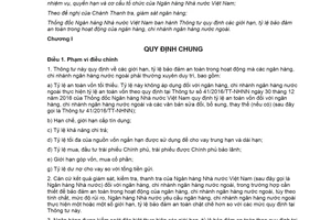 Thông tư 22/2019/TT-NHNN quy định giới hạn tỷ lệ bảo đảm an toàn trong hoạt động của ngân hàng