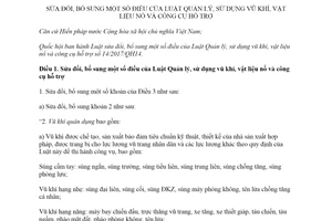 Luật Quản lý sử dụng vũ khí vật liệu nổ công cụ hỗ trợ sửa đổi 2019