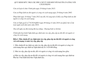 Nghị định 58/2019/NĐ-CP mức trợ cấp phụ cấp ưu đãi đối với người có công với cách mạng