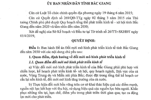 Quyết định 249/QĐ-UBND 2019 về Đề án Đổi mới mô hình phát triển kinh tế tỉnh Bắc Giang
