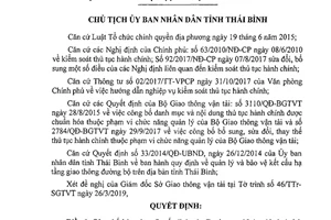 Quyết định 939/QĐ-UBND 2019 công bố thủ tục hành chính lĩnh vực giao thông vận tải Thái Bình