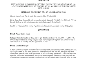 Nghị quyết hướng dẫn áp dụng các Điều 141 142 143 144 145 146 và 147 của Bộ luật Hình sự