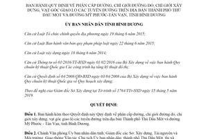 Quyết định 10/2019/QĐ-UBND phân cấp đường chỉ giới đường đỏ Bình Dương