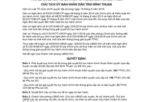 Quyết định 1331/QĐ-UBND 2019 quy trình nội bộ giải quyết thủ tục hành chính tỉnh Bình Thuận