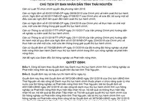 Quyết định 1445/QĐ-UBND 2019 công bố thủ tục hành chính lĩnh vực Nông nghiệp Thái Nguyên