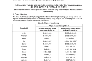 Tiêu chuẩn quốc gia TCVN 8998:2018 (ASTM E 415-17) về Thép cacbon và thép hợp kim thấp - Phương pháp phân tích thành phần hóa học bằng quang phổ phát xạ chân không