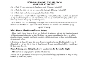 Nghị quyết 15/2019/NQ-HĐND nội dung mức chi tiếp khách nước ngoài khách trong nước Bắc Giang