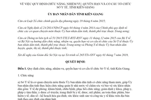 Quyết định 1467/QĐ-UBND 2019 quy định chức năng cơ cấu tổ chức Sở Y tế Kiên Giang