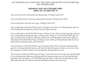 Nghị quyết 11/2019/NQ-HĐND mức quà tặng chúc thọ mừng thọ người cao tuổi tỉnh Điện Biên