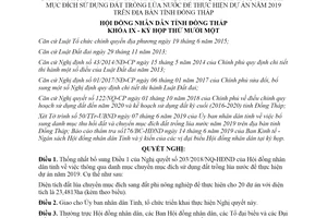 Nghị quyết 254/2019/NQ-HĐND bổ sung Nghị quyết 203/2018/NQ-HĐND Đồng Tháp