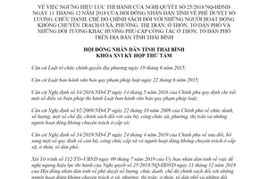 Nghị quyết 09/2019/NQ-HĐND về ngưng hiệu lực thi hành Nghị quyết 25/2018/NQ-HĐND Thái Bình