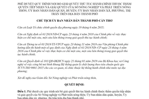 Quyết định 1666/QĐ-UBND 2019 quy trình giải quyết thủ tục hành chính Sở Nông nghiệp Cần Thơ