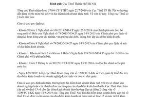 Công văn 3302/TCT-KK 2019 về kê khai lệ phí môn bài đối với địa điểm kinh doanh