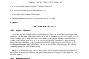 Decree 68/2019/ND-CP construction cost management