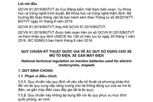 Quy chuẩn kỹ thuật quốc gia QCVN 91:2019/BGTVT về Ắc quy sử dụng cho xe mô tô điện, xe gắn máy điện