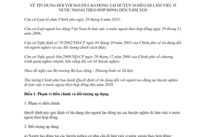 Quyết định 27/2019/QĐ-TTg tín dụng người lao động tại huyện nghèo làm việc ở nước ngoài