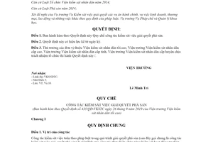 Quyết định 435/QĐ-VKSTC 2019 Quy chế công tác kiểm sát việc giải quyết phá sản