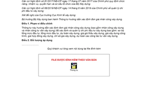 Thông tư 15/2019/TT-BXD hướng dẫn xác định đơn giá nhân công xây dựng