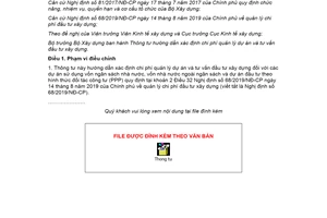 Thông tư 16/2019/TT-BXD hướng dẫn xác định chi phí quản lý dự án và tư vấn đầu tư xây dựng