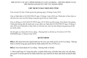 Quyết định 1957/QĐ-UBND 2019 quy trình giải quyết thủ tục hành chính Sở Lao động tỉnh Bạc Liêu