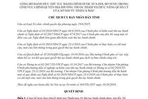 Quyết định 1754/QĐ-UBND 2019 thủ tục hành chính về Chính quyền địa phương Sở Nội vụ Cà Mau