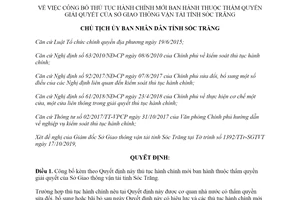 Quyết định 3067/QĐ-UBND 2019 công bố thủ tục hành chính Sở Giao thông vận tải Sóc Trăng