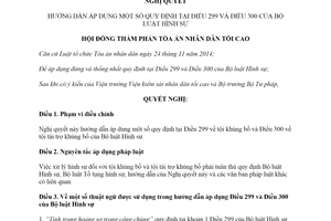 Resolution 07/2019/NQ-HDTP application of regulations of Article 299 and 300 of the Criminal Code