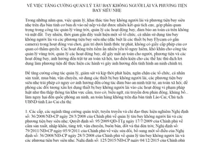 Chỉ thị 16/CT-UBND 2019 tăng cường quản lý tàu bay không người lái Lào Cai