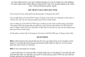 Quyết định 1921/QĐ-UBND 2019 quy trình thủ tục hành chính lĩnh vực quốc tịch Sở Tư pháp Bạc Liêu