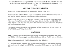 Quyết định 1918/QĐ-UBND 2019 quy trình thủ tục hành chính lĩnh vực Văn hóa Sở Văn hóa Bạc Liêu