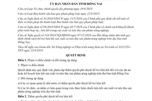 Quyết định 42/2019/QĐ-UBND phân cấp hỗ trợ sản xuất sản phẩm nông nghiệp Đồng Nai