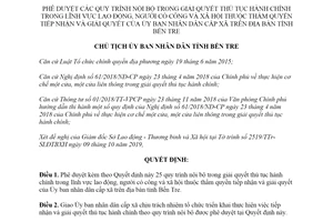 Quyết định 2280/QĐ-UBND 2019 quy trình thủ tục hành chính lĩnh vực lao động tỉnh Bến Tre