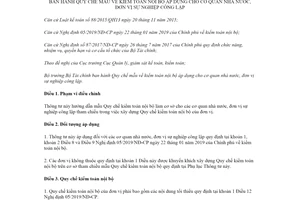 Thông tư 67/2020/TT-BTC Quy chế mẫu về kiểm toán nội bộ áp dụng cho cơ quan nhà nước