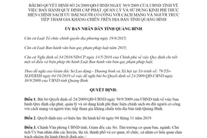 Quyết định 30/2019/QĐ-UBND bãi bỏ Quyết định 24/2009/QĐ-UBND tỉnh Quảng Bình
