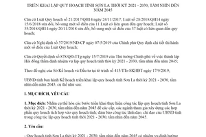 Kế hoạch 216/KH-UBND 2019 triển khai lập quy hoạch Sơn La