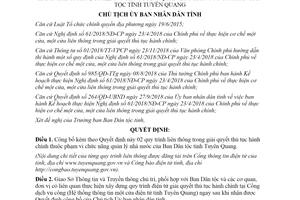 Quyết định 292/QĐ-UBND 2019 quy trình giải quyết thủ tục hành chính Ban Dân tộc Tuyên Quang